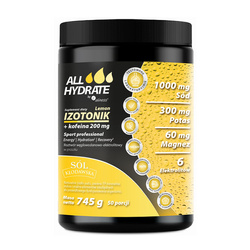 Aliness ALLHydrate Izotonik + Kofeina 200mg, 745g - 50 porcji - lemon
